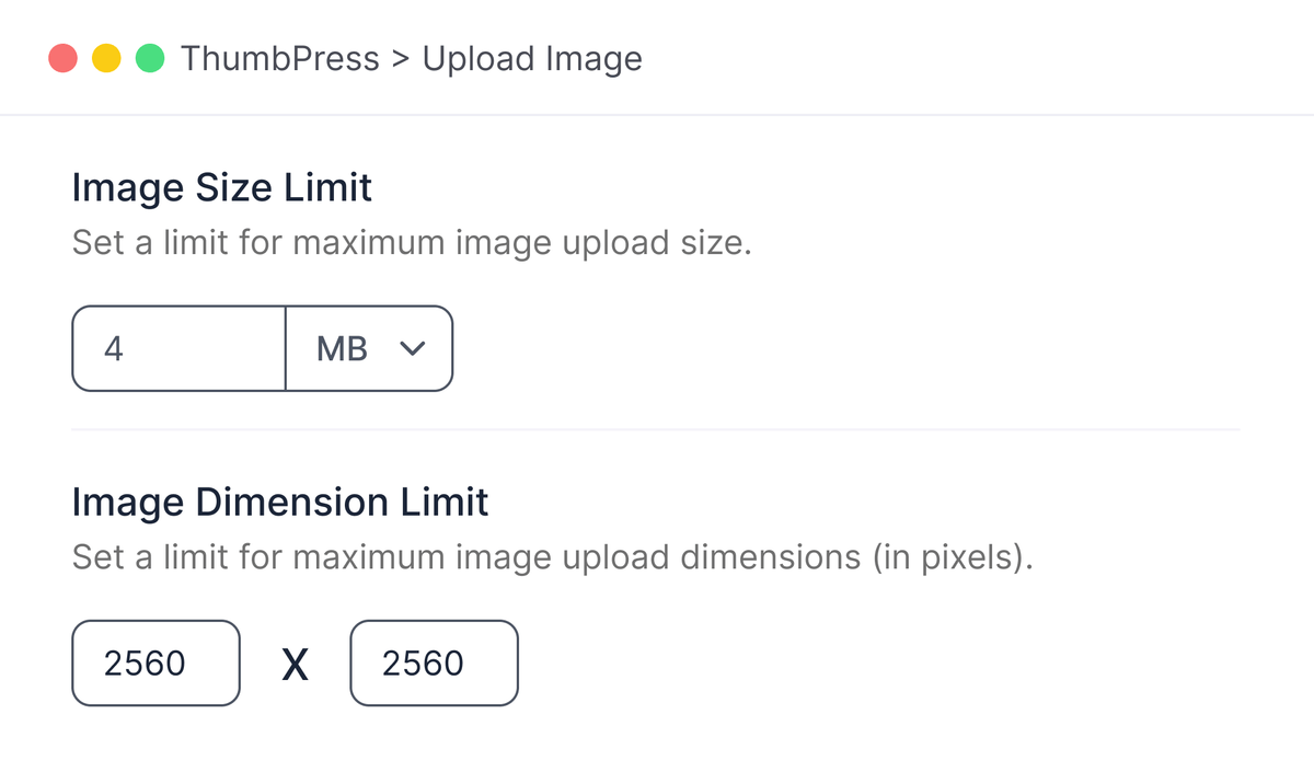 Set Image Upload Limits