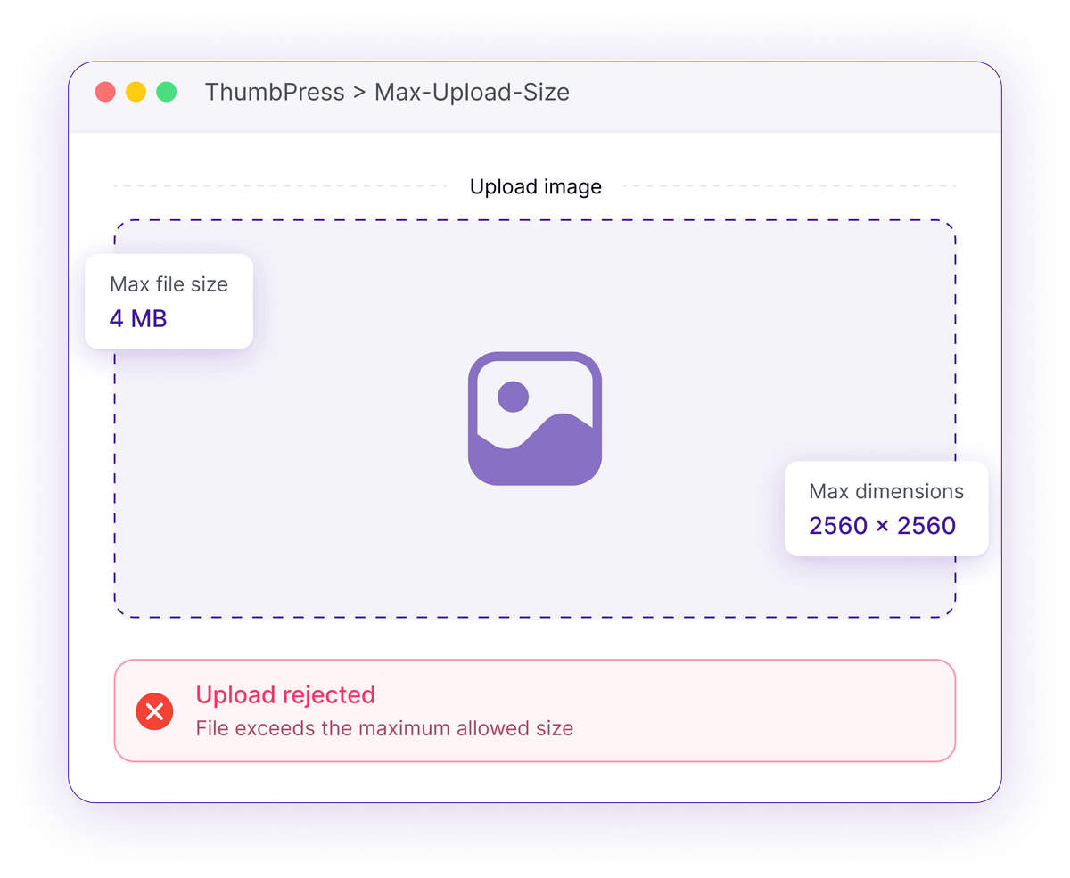Limit Image Upload Size and Dimensions